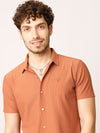 Orange Self Striped Shirt