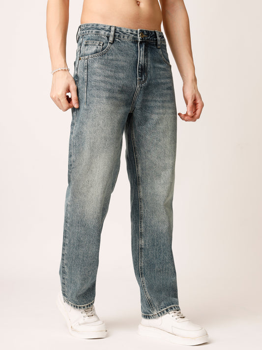 Blue Washed Baggy Fit Jeans