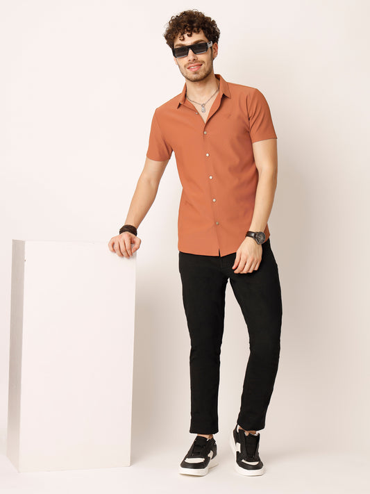 Orange Self Striped Shirt