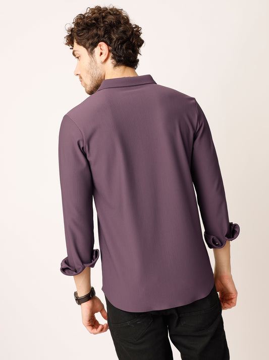 Wine Self Striped Shirt