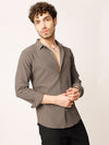 Brown Fine Striped Stretch Shirt