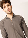 Brown Fine Striped Stretch Shirt