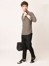 Brown Fine Striped Stretch Shirt