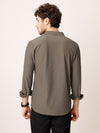 Brown Self Striped Stretch Shirt