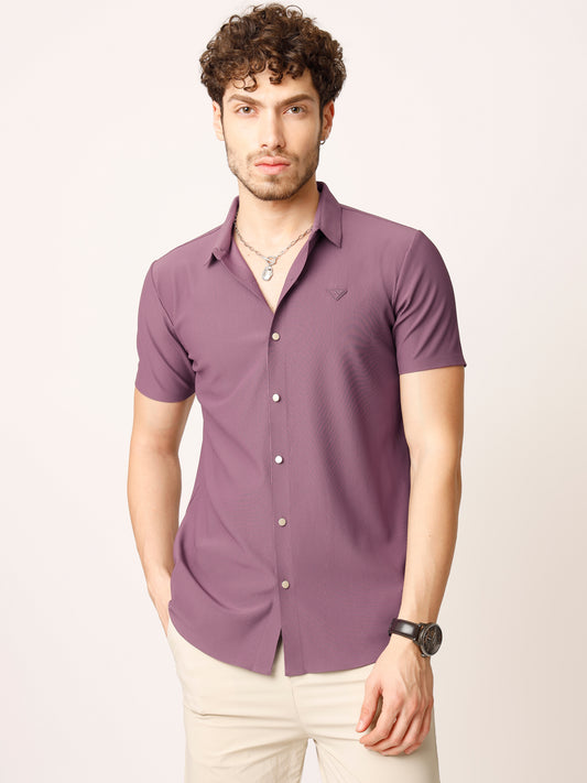 Wine Self Striped Shirt