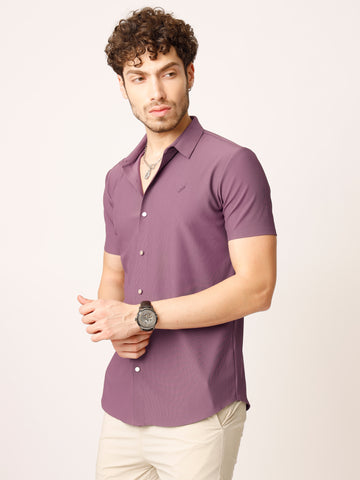 Wine Self Striped Shirt