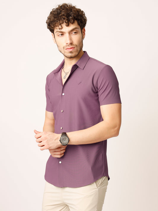 Wine Self Striped Shirt
