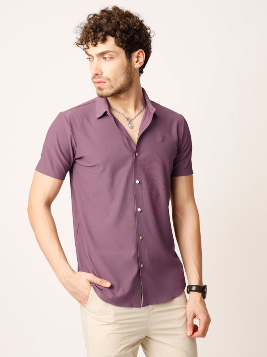 Wine Self Striped Shirt