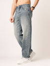 Blue Washed Straight Fit Jeans