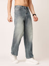 Blue Washed Straight Fit Jeans