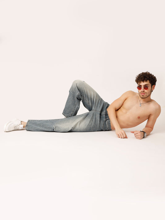Blue Washed Baggy Fit Jeans