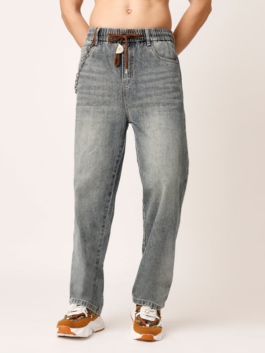 Blue Washed Straight Fit Jeans