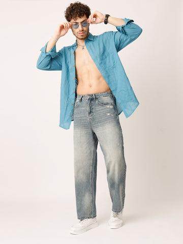 Blue Washed Baggy Fit Jeans