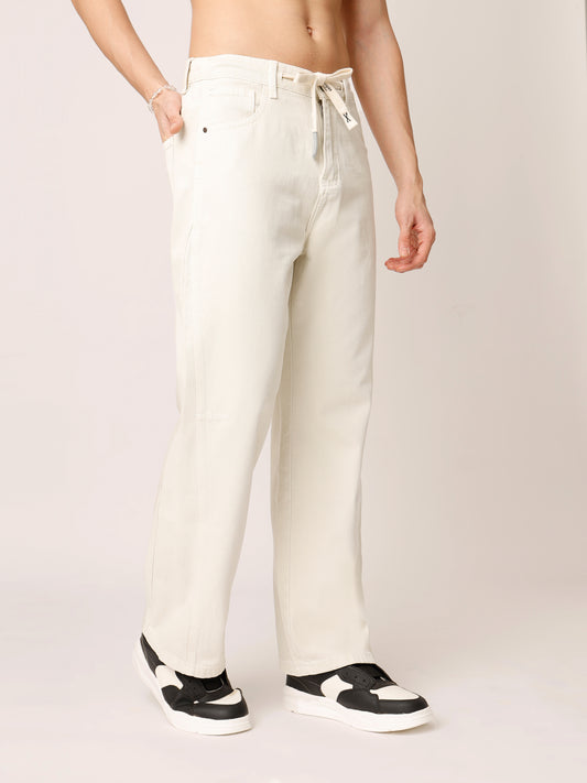 Beige Baggy Fit Jeans