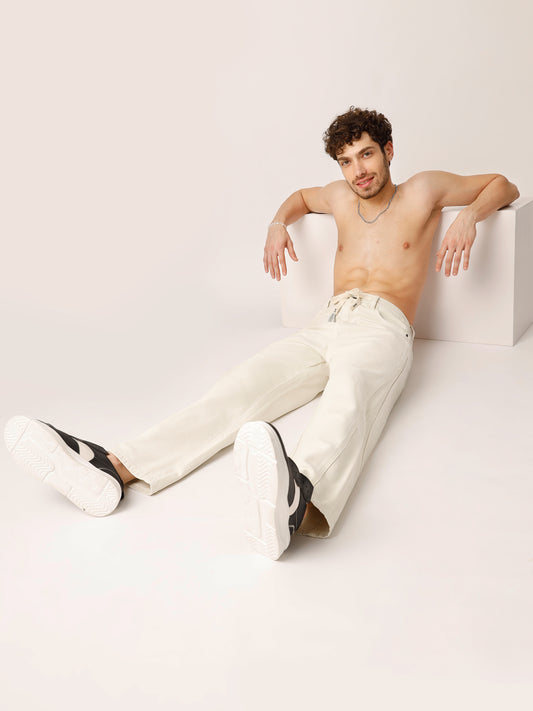 Beige Baggy Fit Jeans