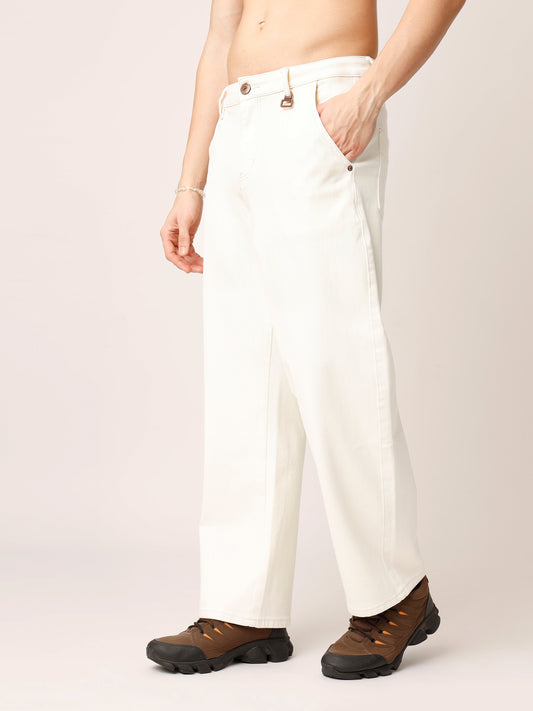 Beige Baggy Fit Jeans
