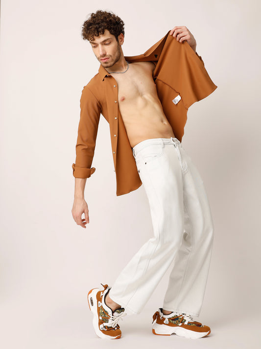 Beige Baggy Fit Jeans