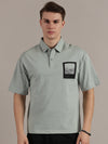 Mint Green Drop Shoulder Polo Tshirt