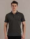 Grey Embossed Collar Polo Tshirt