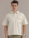 White Fine Textured Polo Tshirt