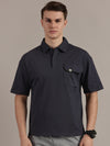 Blue Fine Textured Polo Tshirt