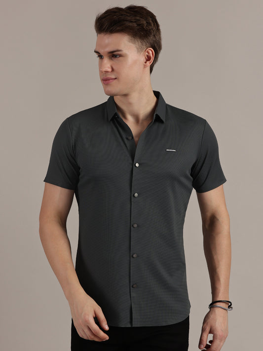 Grey Fine Textured Seamless Shirt
