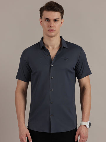 Blue Fine Textured Seamless Shirt