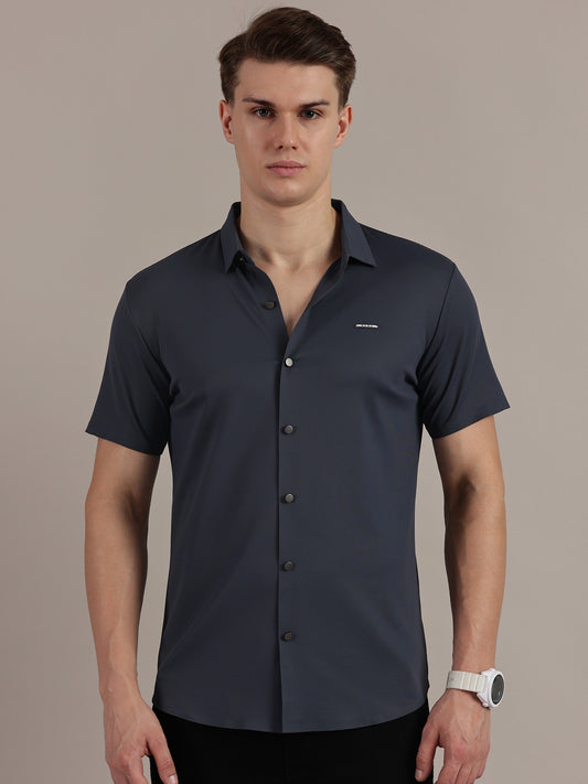 Blue Fine Textured Seamless Shirt