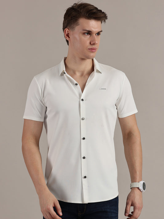 White Fine Textured Seamless Shirt