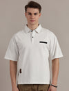 Snow White Self Textured Polo Tshirt