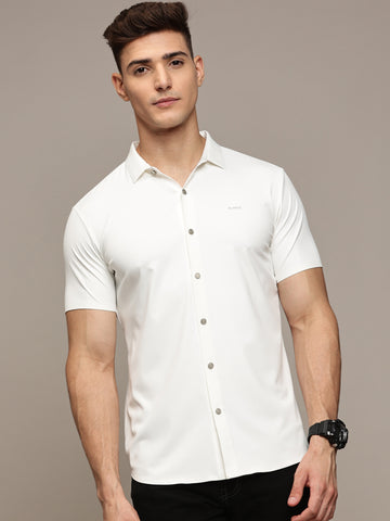 Self Textured Snow White Shirt
