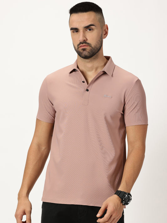 Ribbed Polo T-Shirt Dusty Pink