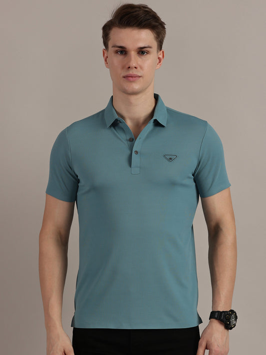 Teal Textured Polo Tshirt