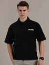 Black Self Textured Polo Tshirt