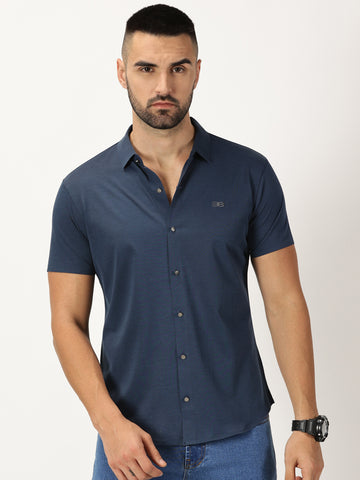 Mercerised Shirt Dark Blue