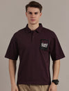 Wine Drop Shoulder Polo Tshirt