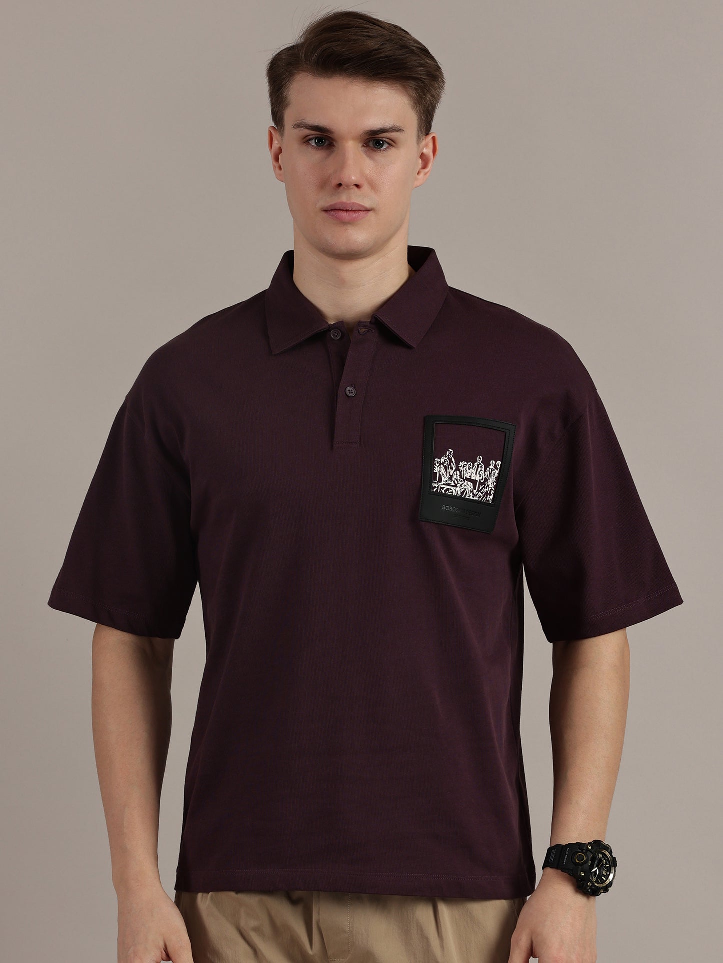 Wine Drop Shoulder Polo Tshirt