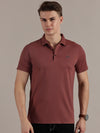 Dusty Pink Embossed Collar Polo Tshirt