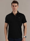 Black Embossed Collar Polo Tshirt