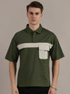 Green Drop Shoulder Polo Tshirt