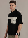 Black Drop Shoulder Polo Tshirt