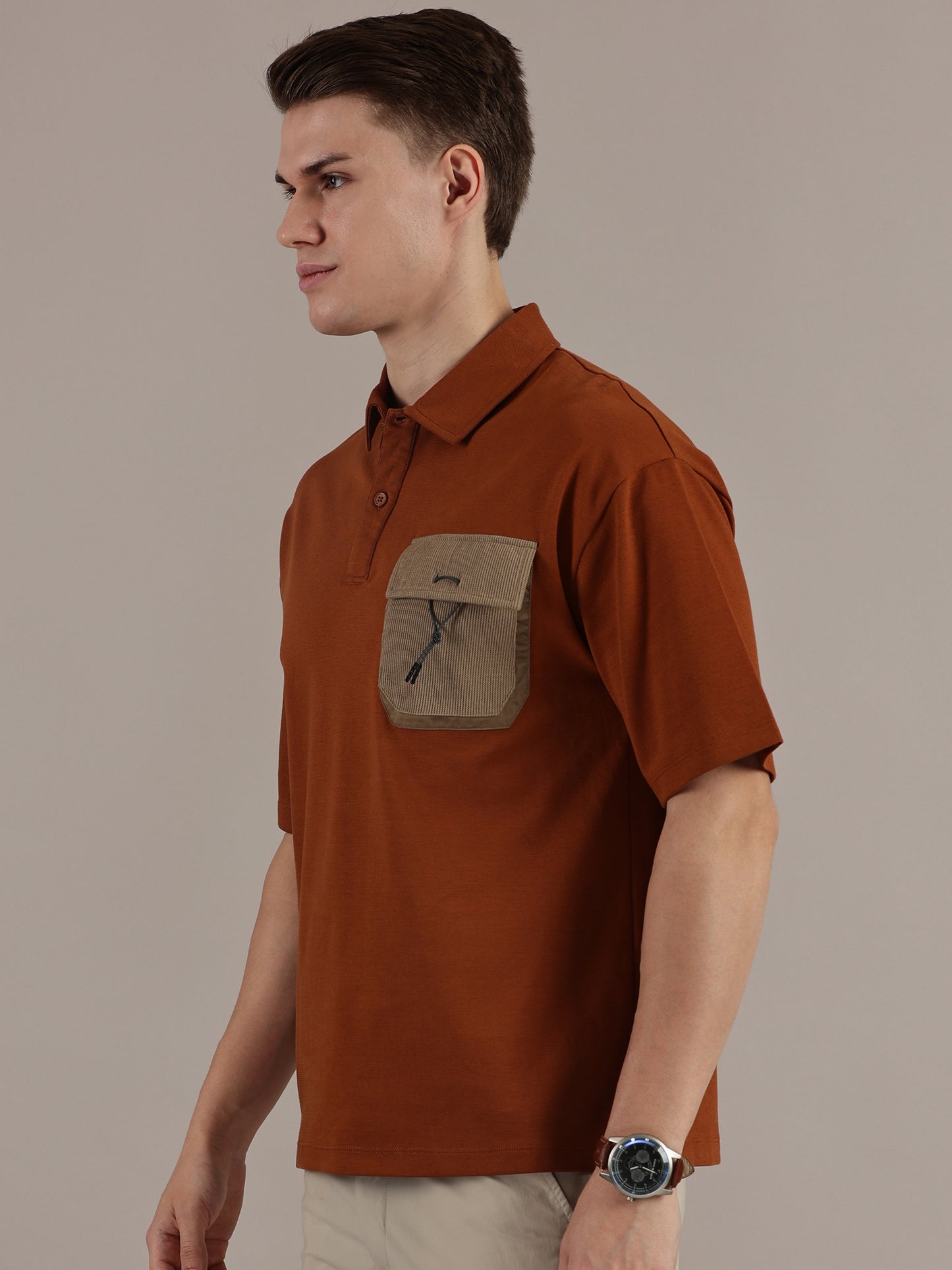 Rust Textured Polo Tshirt