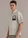 Beige Drop Shoulder Polo Tshirt