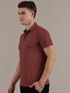 Dark Pink Textured Polo Tshirt