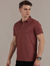 Dusty Pink Embossed Collar Polo Tshirt