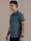 Teal Embossed Collar Polo Tshirt