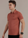Pink Textured Polo Tshirt