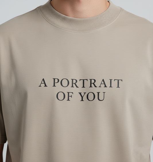 Dark Beige Portrait Oversized Tshirt
