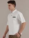 Snow White Self Textured Polo Tshirt