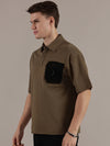 Brown Textured Polo Tshirt